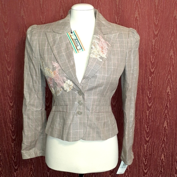 ALLEN BY ALLEN SCHWARTZ WOMEN 2 PIECE BLAZER/CARPI SUIT EMBROIDERED FLORAL SZ 6 - Picture 2 of 16